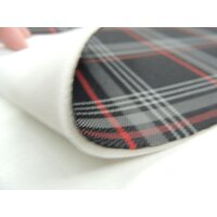 Autostoff VW Clark Golf GTI Karo mit rotem Streifen & 3 mm Schaum und Charmeuse